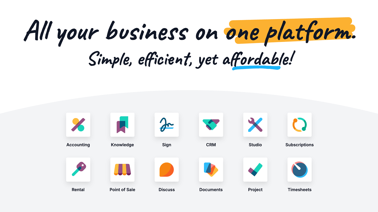 Odoo applications shown on desktop and mobile