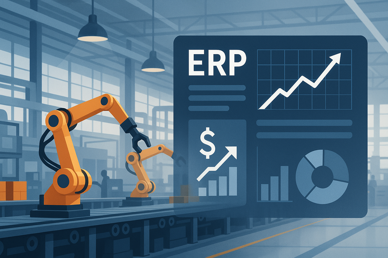 The ROI of Implementing ERP in Manufacturing Companies - Visual representation of ERP benefits and manufacturing efficiency